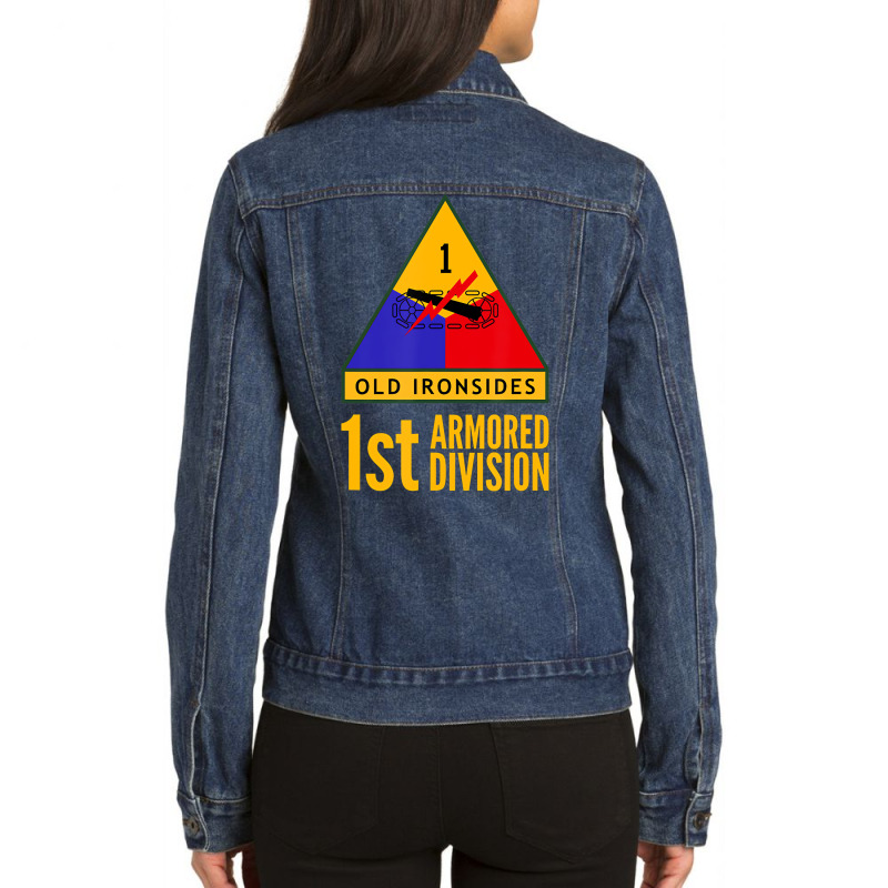 1st Armored Division Army Old Ironsides Us Usa Mil Ladies Denim Jacket by ewubea | Artistshot