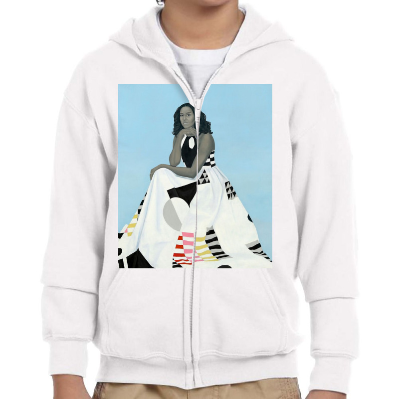 Michelle Obama Portrait For The National Gallery Youth Zipper Hoodie by diablolala | Artistshot