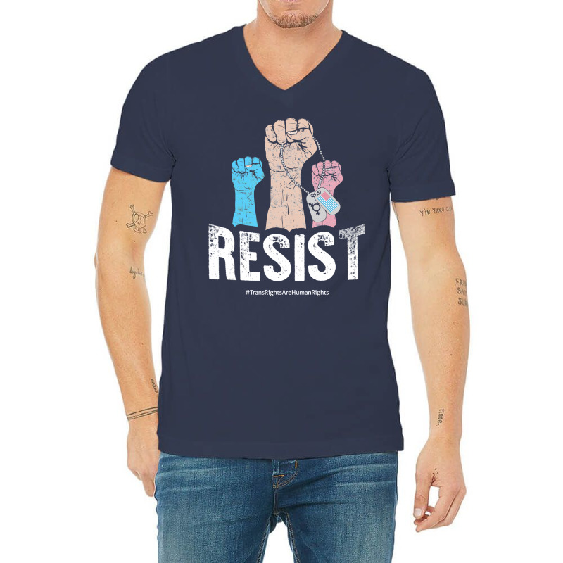 Resist! Stand Up For Trans Rights! V-Neck Tee by eldadawoorina | Artistshot