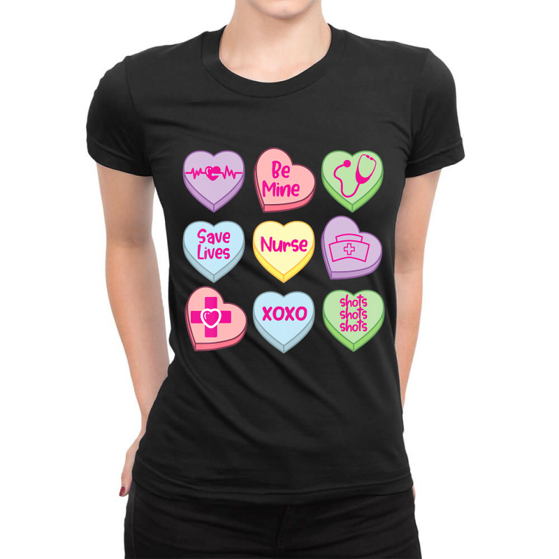 Nurse Conversation Hearts Valentine Day T Shirt Ladies Fitted T-Shirt by imelde | Artistshot