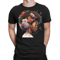 Flowers Butterflies Humming Birds Natural Black Wo T-shirt | Artistshot