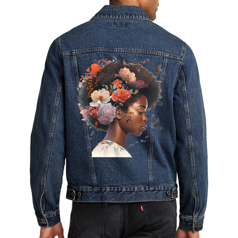 Flowers Butterflies Humming Birds Natural Black Wo Men Denim Jacket | Artistshot