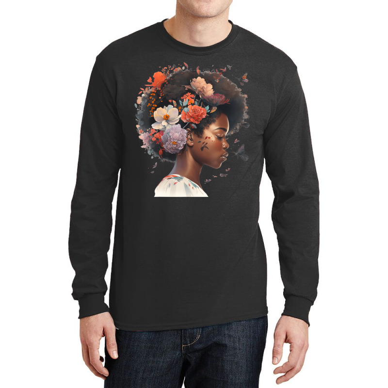 Flowers Butterflies Humming Birds Natural Black Wo Long Sleeve Shirts | Artistshot