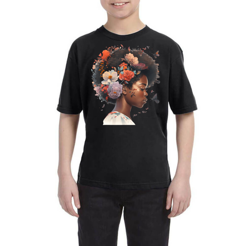 Flowers Butterflies Humming Birds Natural Black Wo Youth Tee | Artistshot