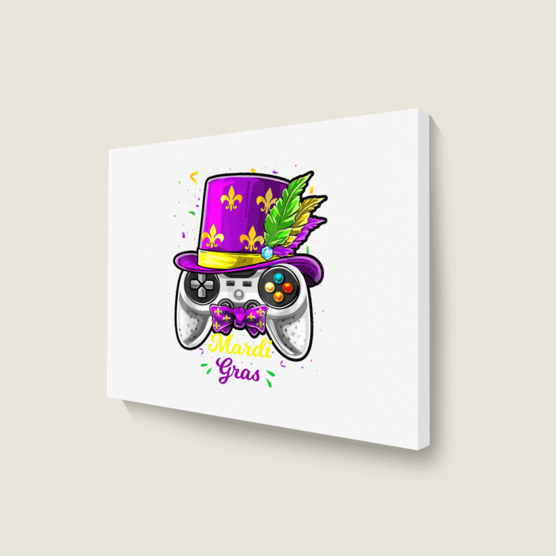 Mardi Gras Video Game Controller Jester Mask Costu Landscape Canvas Print | Artistshot