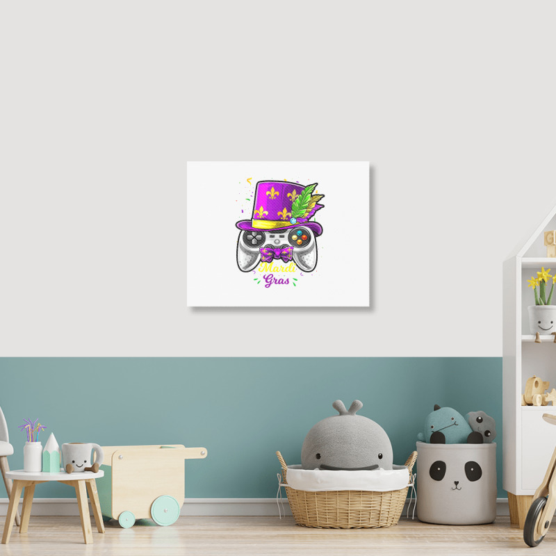 Mardi Gras Video Game Controller Jester Mask Costu Landscape Canvas Print | Artistshot