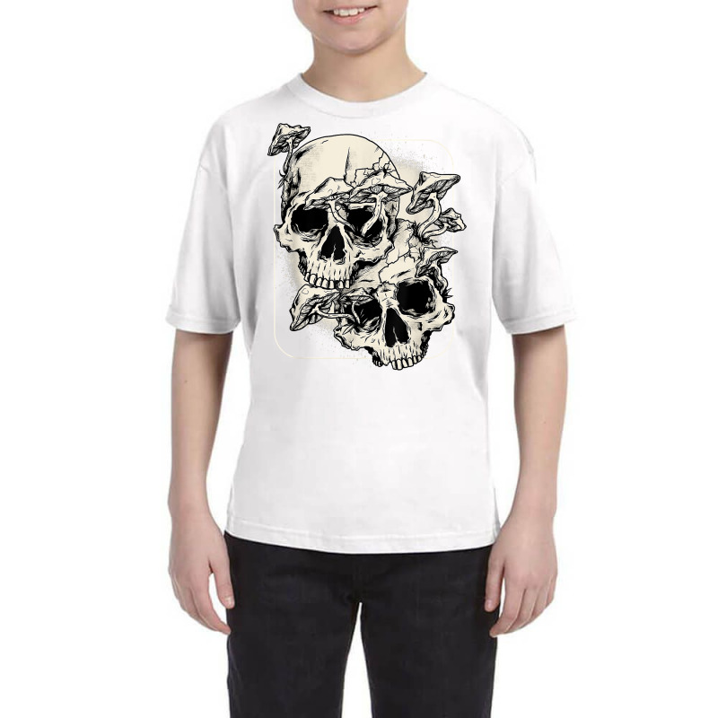 Skull Morel Mushrooms Mycologist Goth Mushroom Art Youth Tee by doets | Artistshot