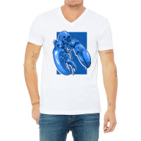 Funny Jumpscare Lobster Meme Blue Crustacean Pullo V-neck Tee | Artistshot