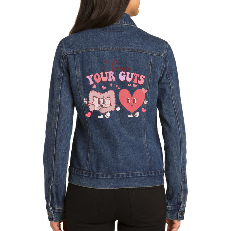 I Love Your Guts Valentines Day Gi Nurse Gastroent Ladies Denim Jacket by hausch | Artistshot