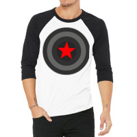 Black And White Shield With Red Star 3/4 Sleeve Shirt | Artistshot