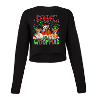 Corgi Xmas Woof Santa Reindeer Elf Corgis With Gno Cropped Sweater | Artistshot