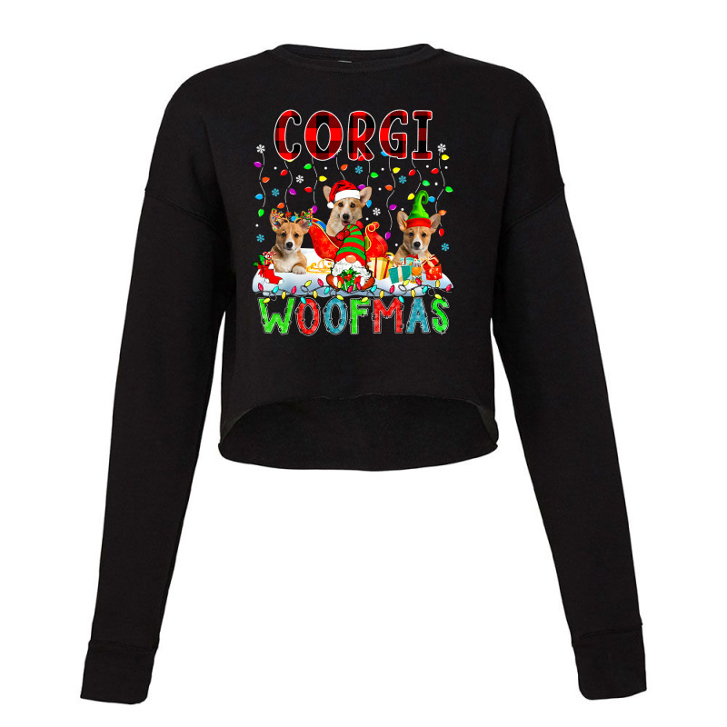 Corgi Xmas Woof Santa Reindeer Elf Corgis With Gno Cropped Sweater by kerrmanthez | Artistshot