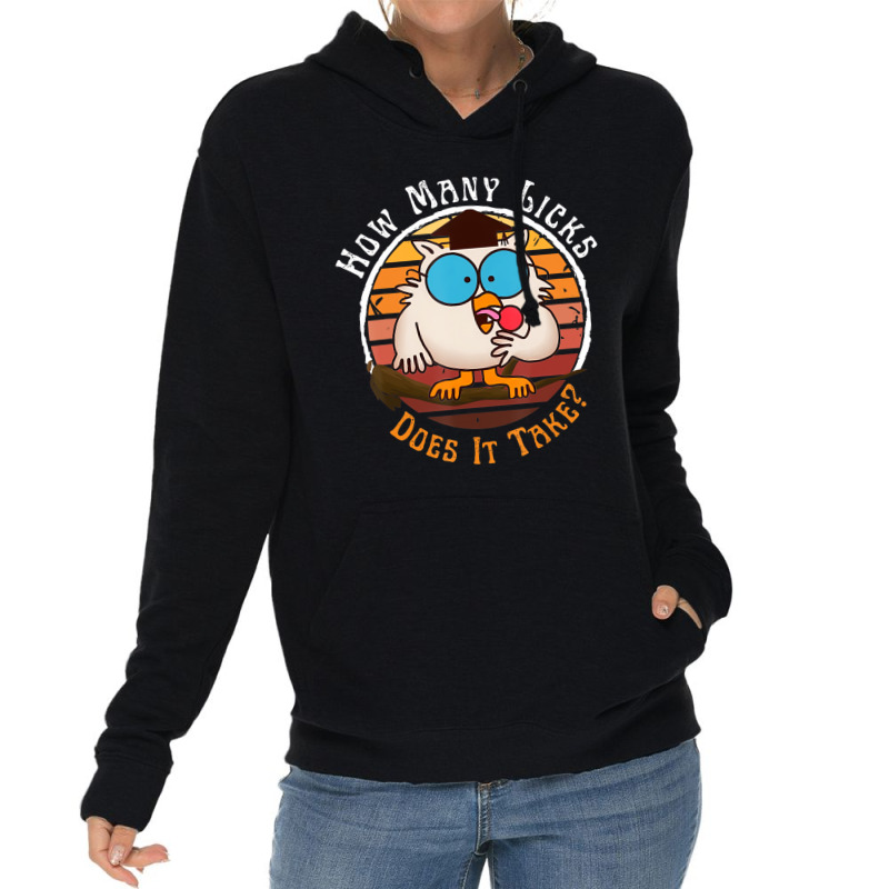 Funny Owl How Many Licks Does It Take Retro Vintag Lightweight Hoodie | Artistshot