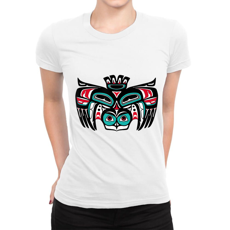 Alaska Native American Indian Tlingit Tribal Owl S Ladies Fitted T-Shirt by refahnes | Artistshot