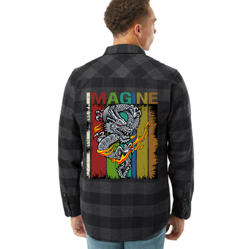 Imagine Fantastic Dragon Vintage Cool Art Flannel Shirt by kerrmanthez | Artistshot