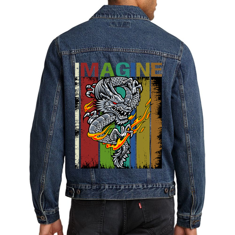 Imagine Fantastic Dragon Vintage Cool Art Men Denim Jacket by kerrmanthez | Artistshot