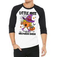 Little Miss Halloween Queen Pumpkin Vintage T Shir 3/4 Sleeve Shirt | Artistshot