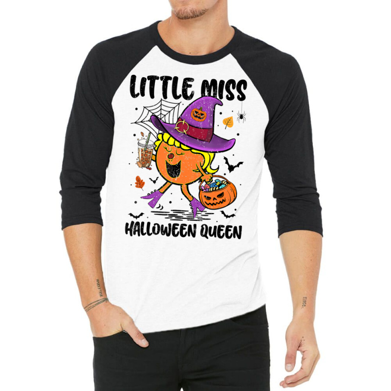 Little Miss Halloween Queen Pumpkin Vintage T Shir 3/4 Sleeve Shirt | Artistshot