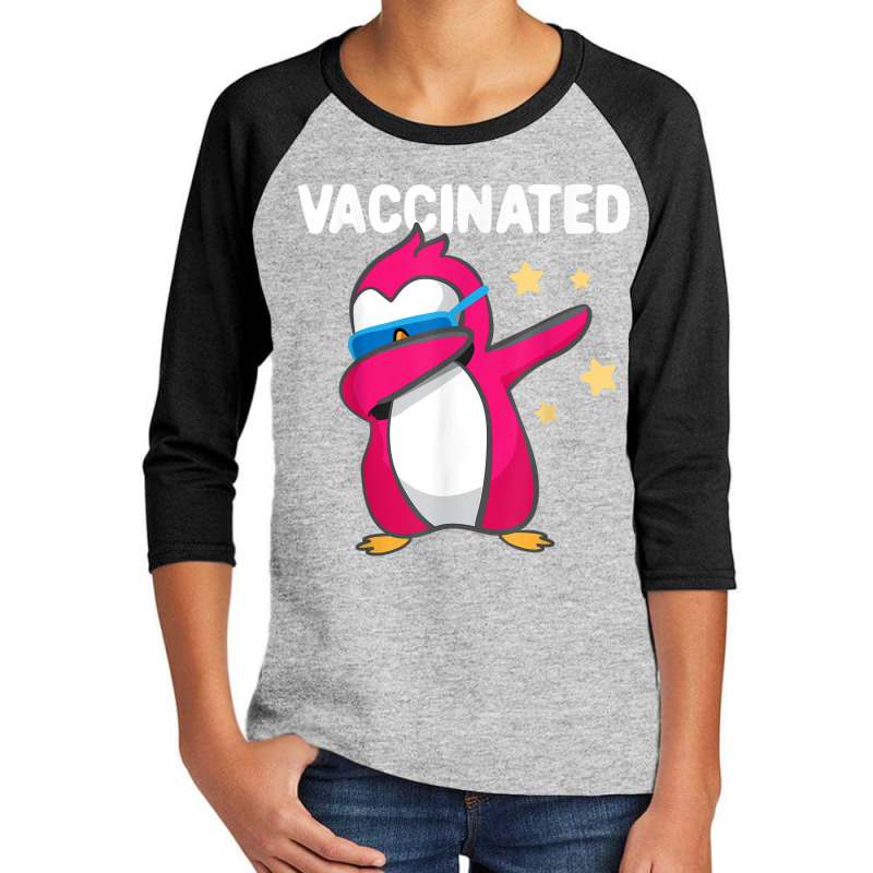 Vaccinated Dabbing Pink Penguin Immunization Vaccination Youth 3/4 Sleeve by Yuh2105 | Artistshot