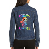 Sorry My Dragon Ate Your Unicorn Funny Shirt Gift  Ladies Denim Jacket | Artistshot