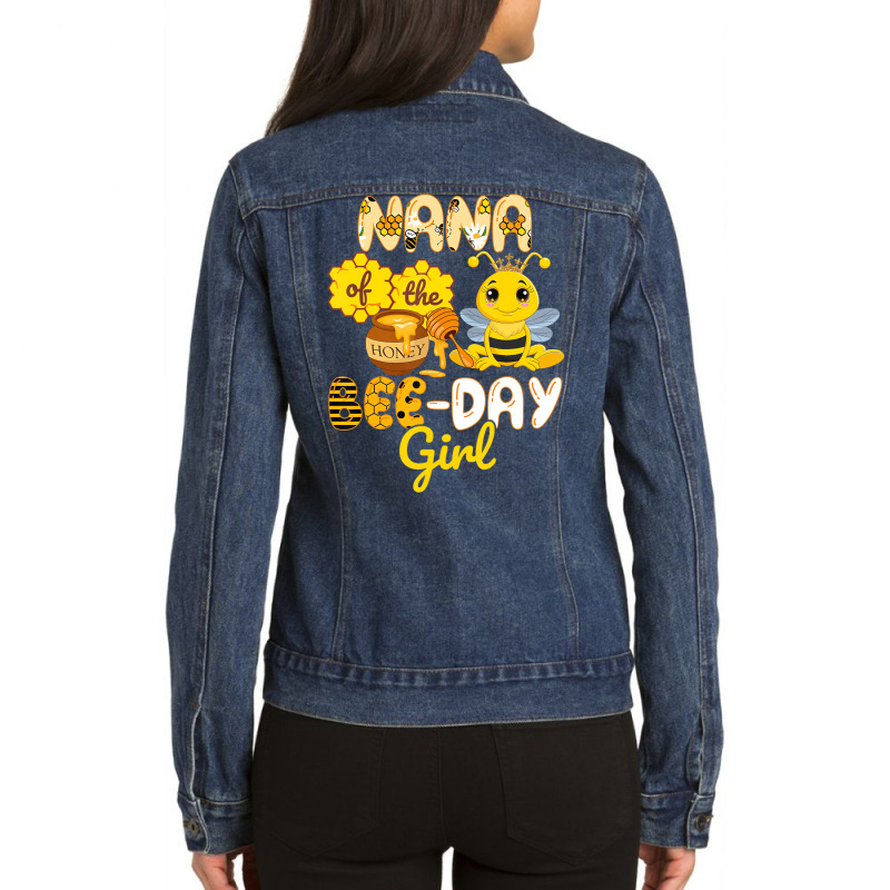 Nana Of The Bee Day Girl Funny Bee Birthday Party Ladies Denim Jacket | Artistshot