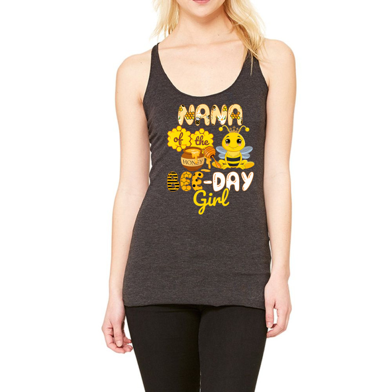 Nana Of The Bee Day Girl Funny Bee Birthday Party Racerback Tank | Artistshot