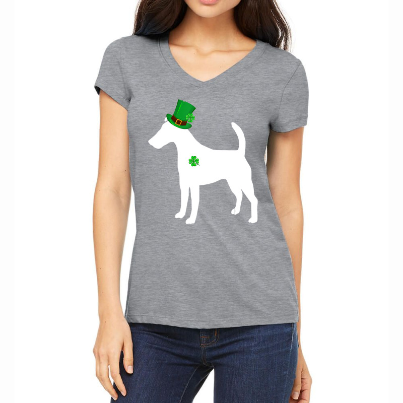 Funny Shamrock Smooth Fox Terrier St Patrick's Day Women's V-Neck T-Shirt by fiddolamuf | Artistshot