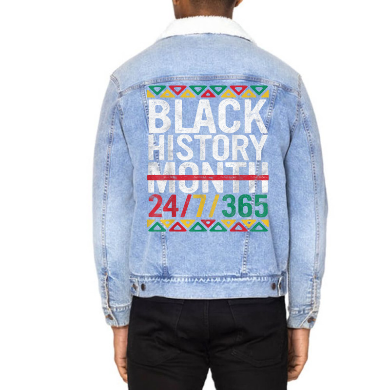 Black History Month 247365 Gift Pride African Amer Unisex Sherpa-lined Denim Jacket | Artistshot