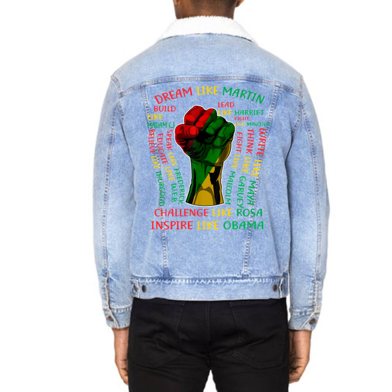 Black History Month Inspirational Leaders Power Fi Unisex Sherpa-lined Denim Jacket | Artistshot