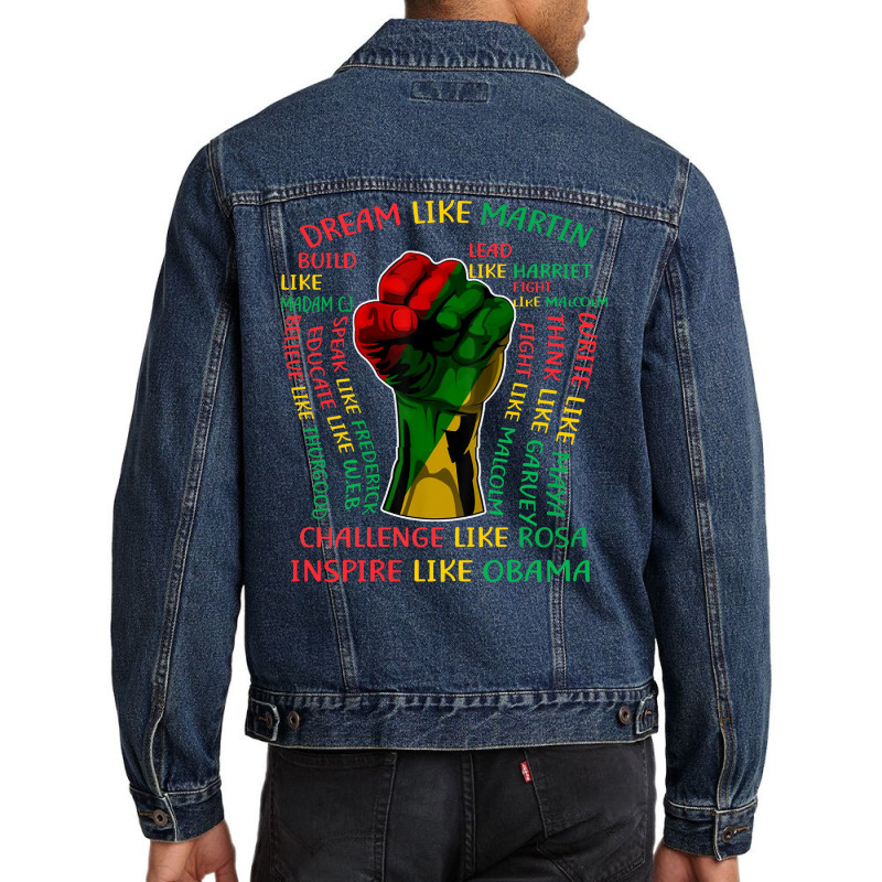 Black History Month Inspirational Leaders Power Fi Men Denim Jacket | Artistshot