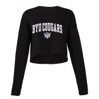 Mens Byu Cougars Arch Over Black Officially Licens Cropped Sweater | Artistshot