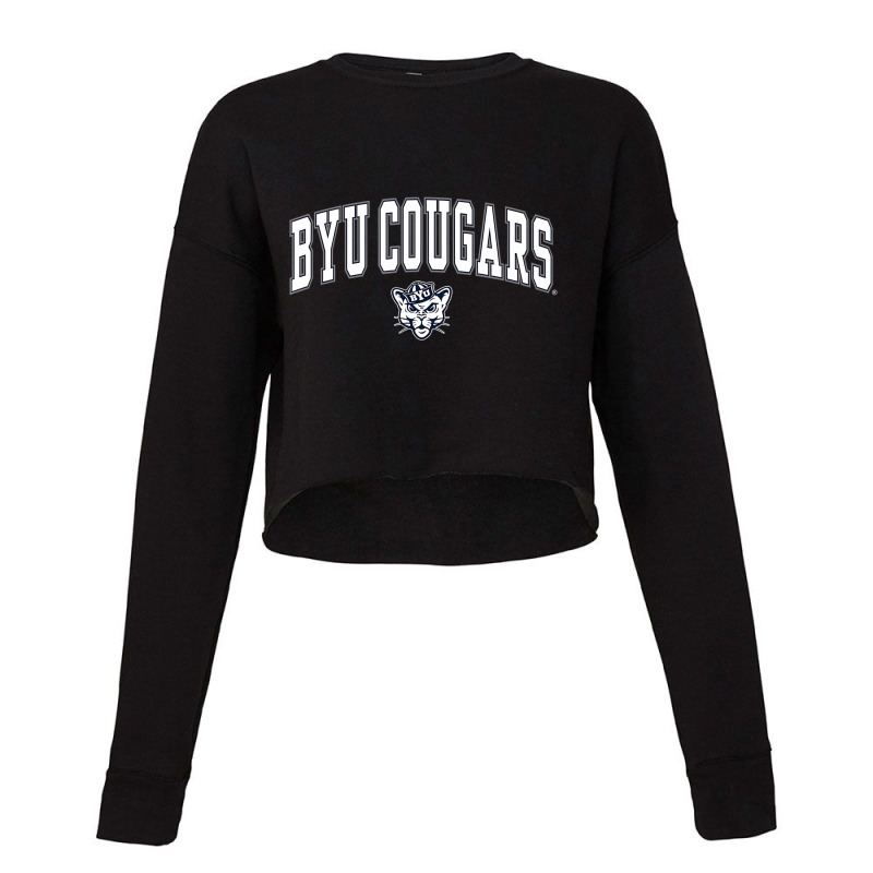 Mens Byu Cougars Arch Over Black Officially Licens Cropped Sweater by joycez | Artistshot