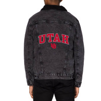 Utah Utes Arch Over Black Officially Licensed Pull Unisex Sherpa-lined Denim Jacket | Artistshot