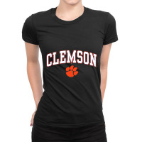 Mens Clemson Tigers Arch Over Dark Heather Officia Ladies Fitted T-shirt | Artistshot