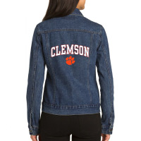 Mens Clemson Tigers Arch Over Dark Heather Officia Ladies Denim Jacket | Artistshot