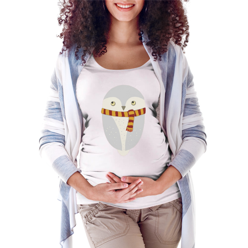 An Owl And Scarf Maternity Scoop Neck T-shirt by brodyjeunep | Artistshot