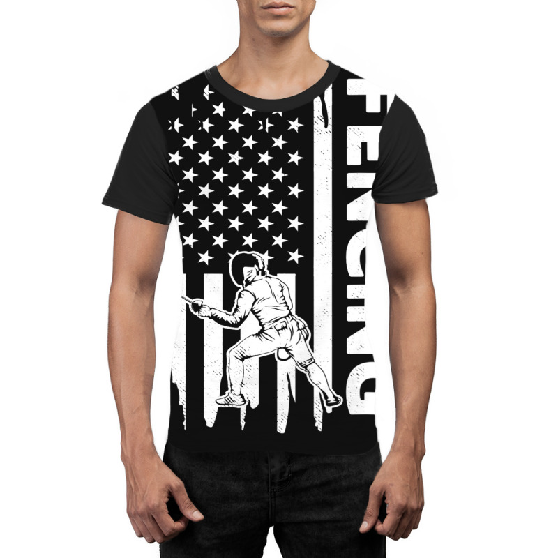 Fencing Us Flag Graphic Concept Graphic T-shirt | Artistshot