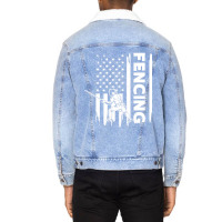 Fencing Us Flag Graphic Concept Unisex Sherpa-lined Denim Jacket | Artistshot