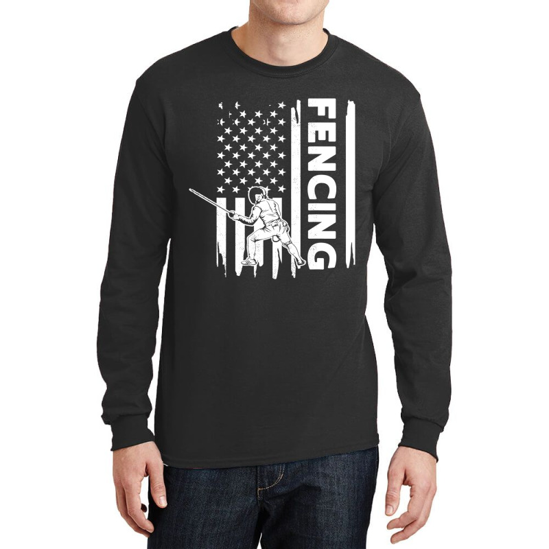 Fencing Us Flag Graphic Concept Long Sleeve Shirts | Artistshot