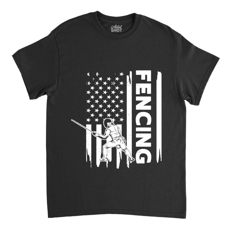 Fencing Us Flag Graphic Concept Classic T-shirt | Artistshot