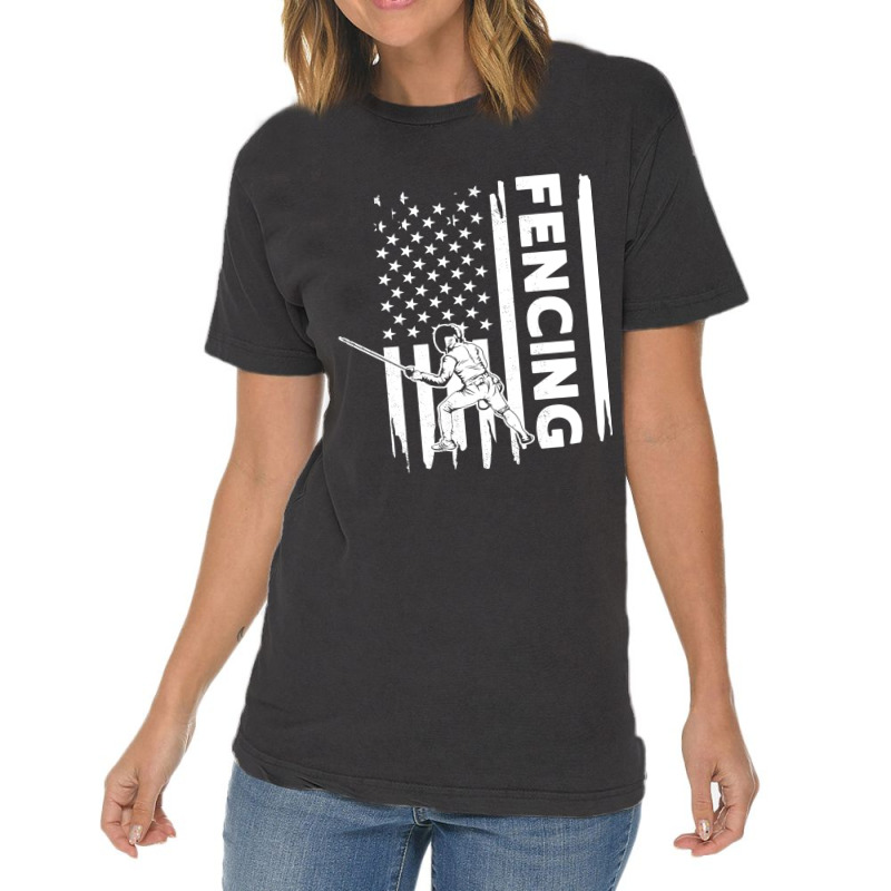 Fencing Us Flag Graphic Concept Vintage T-shirt | Artistshot