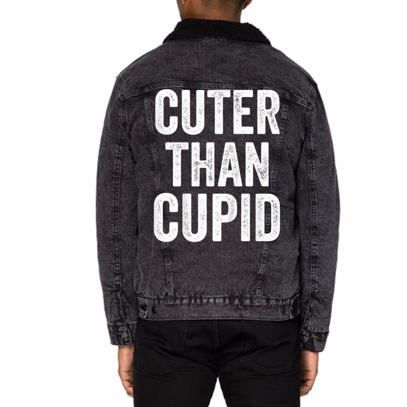 Kids Cuter Than Cupid Valentines Day Toddler Boy T Unisex Sherpa-lined Denim Jacket | Artistshot