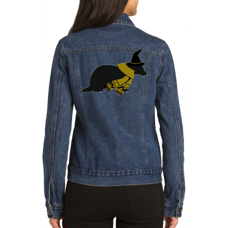 Badger Silhouette Ladies Denim Jacket by clemontaingm | Artistshot