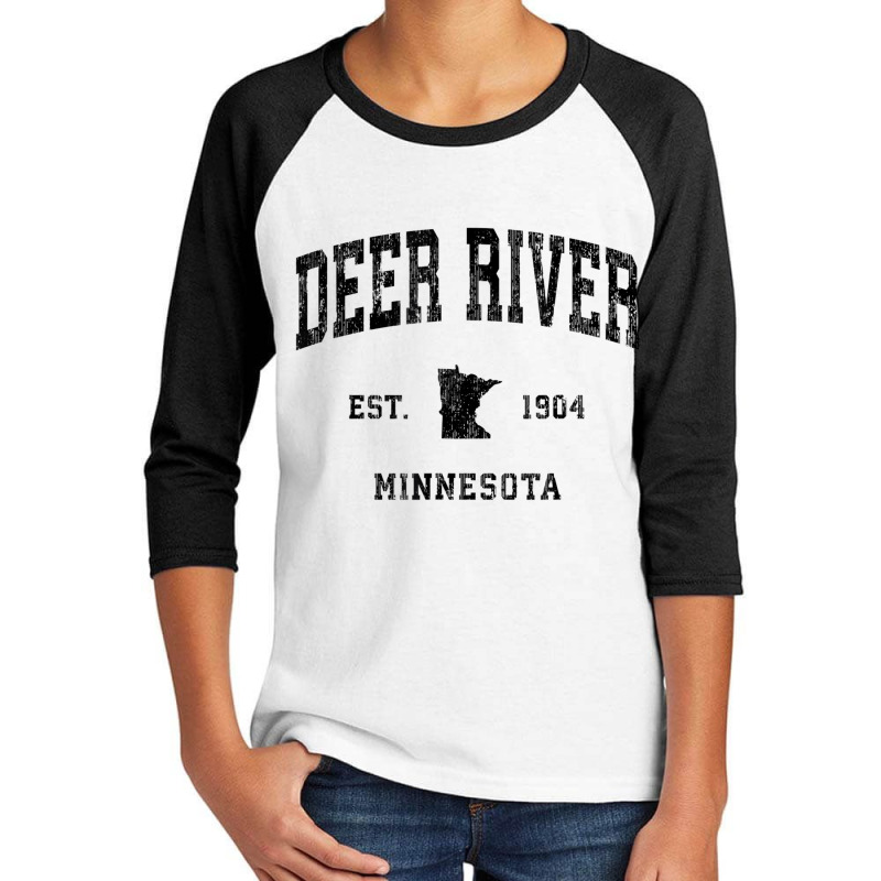 Deer River Minnesota Mn Vintage Athletic Black Spo Youth 3/4 Sleeve by galloywa | Artistshot