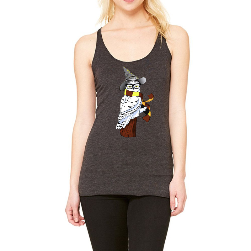 An Owl In A Hat And Stripey Scarf Racerback Tank by alfanomearsb | Artistshot