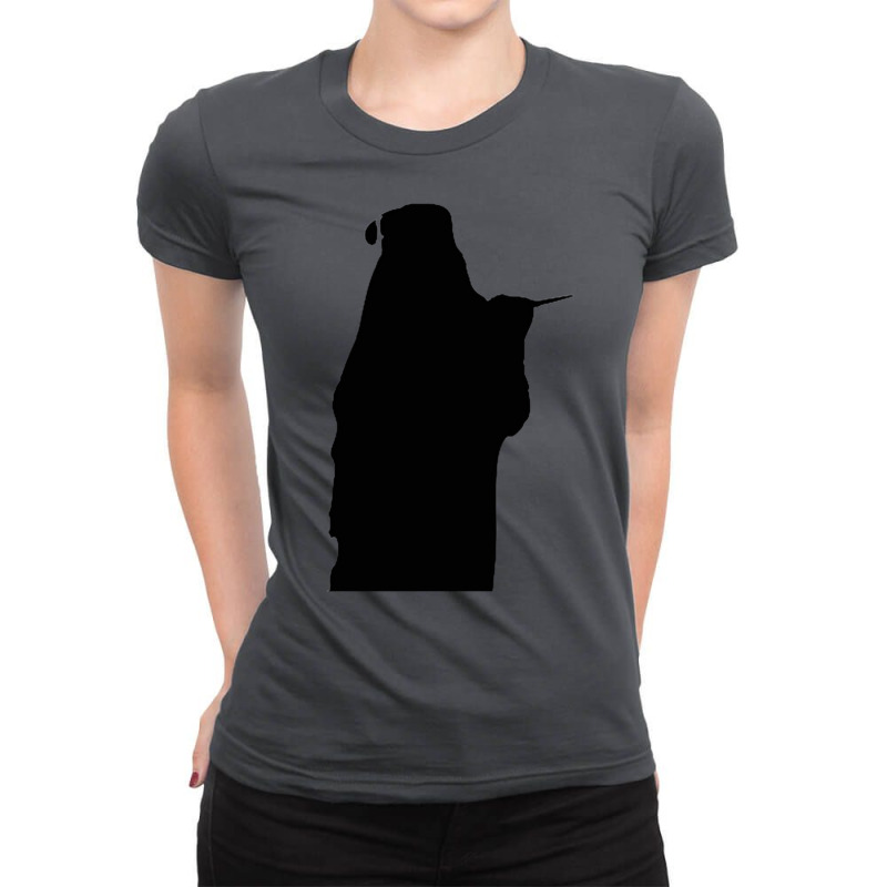 Bearded Wizard Wand Silhouette Ladies Fitted T-Shirt by clemontaingm | Artistshot