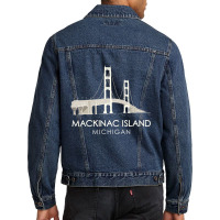 Mackinac Island Bridge Michigan Great Lakes Huron Men Denim Jacket | Artistshot