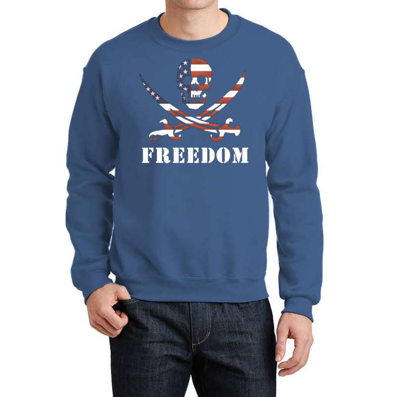 Usa Pirate Freedom Skull And Crossed Swords Crewneck Sweatshirt | Artistshot