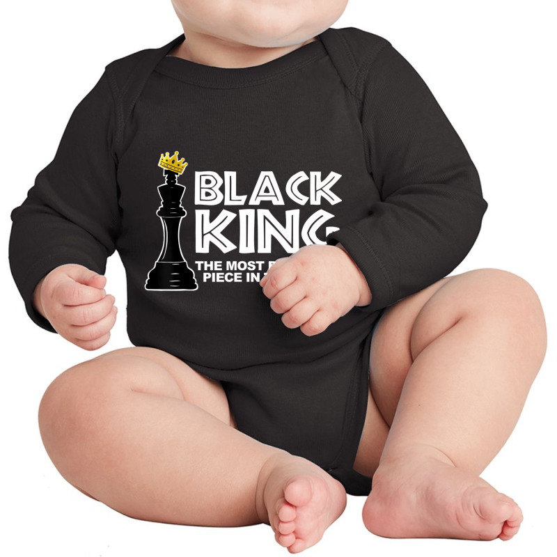 Black King The Most Powerful Piece In The The Game Long Sleeve Baby Bodysuit | Artistshot