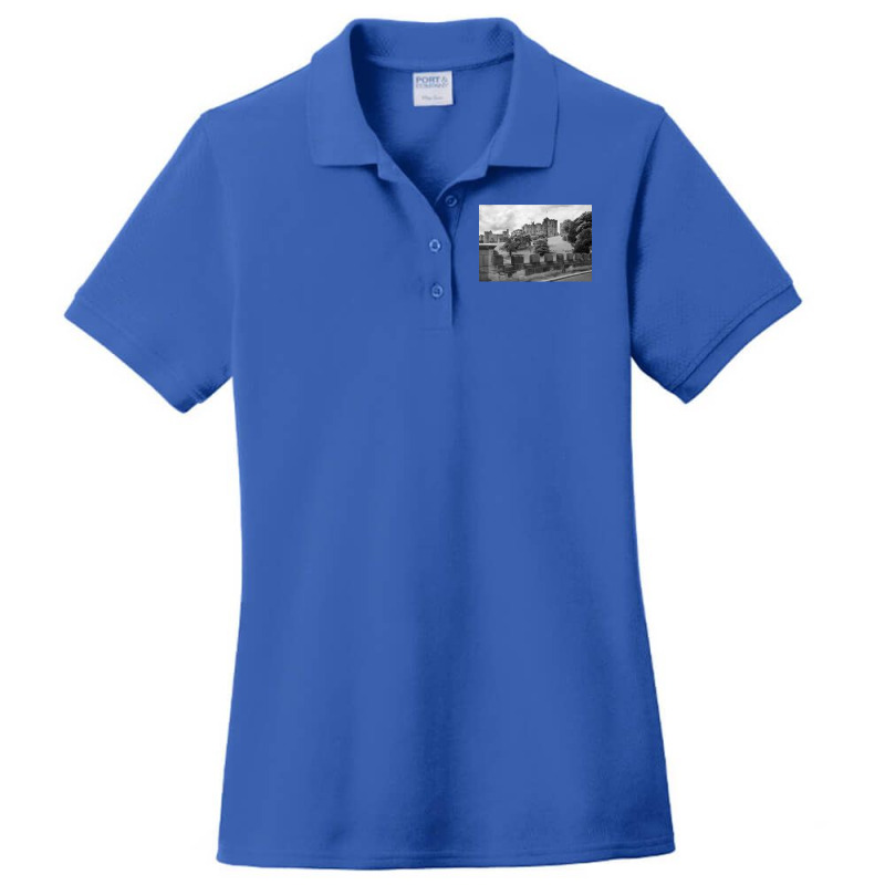 Alnwick Castle In Black And White 1 Ladies Polo Shirt by cobelldanishr | Artistshot